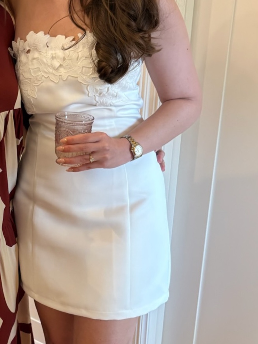 Lulu's White floral appliqué mini dress